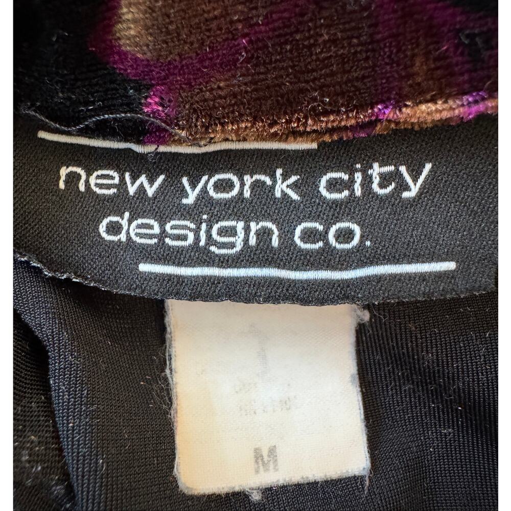 Vintage Y2K New York City Design Co. Black & Purple Velvet Button Front Blouse - Picture 5 of 6
